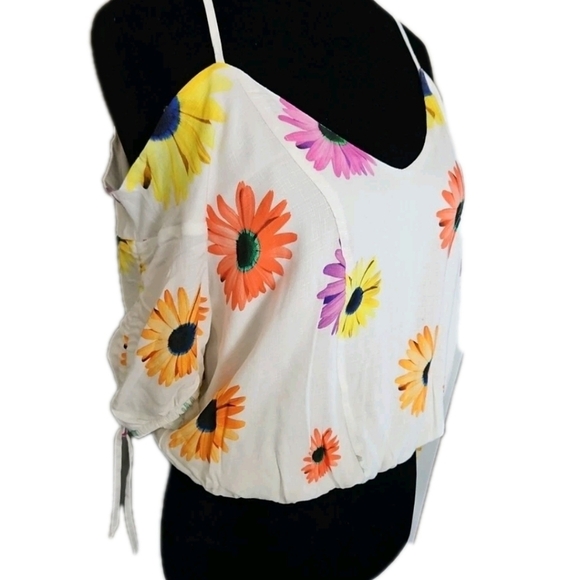 Desigual Womens Short Gathered Floral Blouse M - Picture 5 of 16